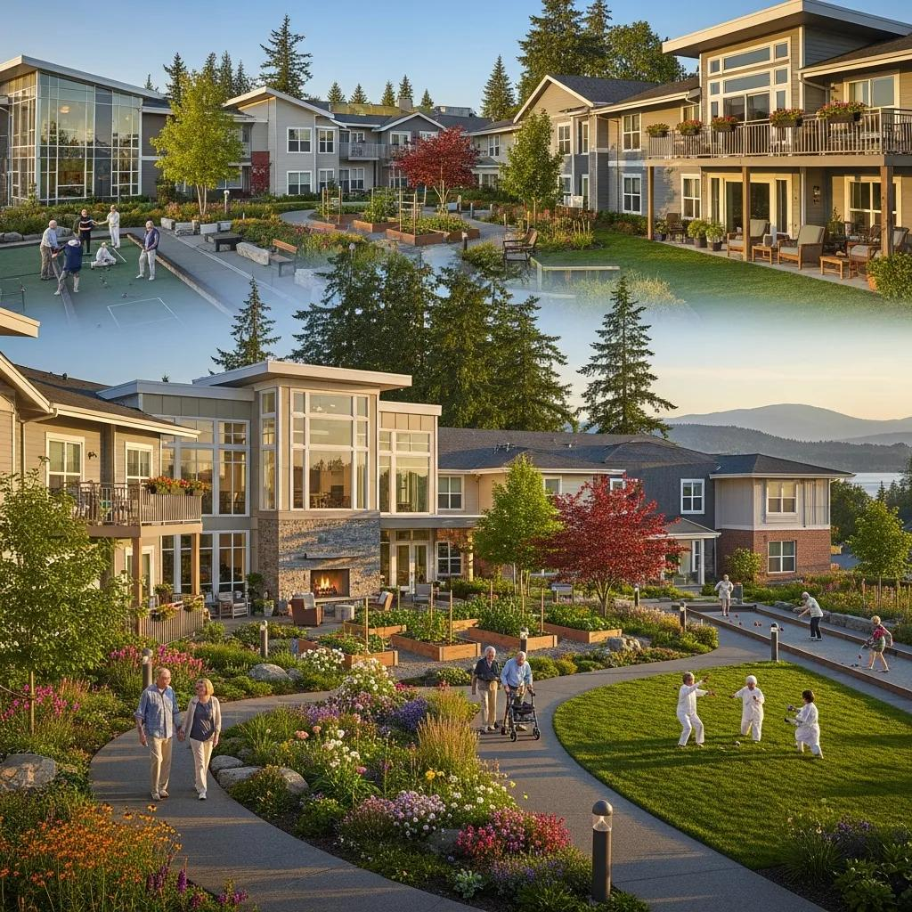 Diverse senior living communities in Washington State showcasing independent living and assisted living options.